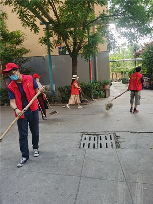 新乡市文物考古研究所党员志愿者入社区大扫除
